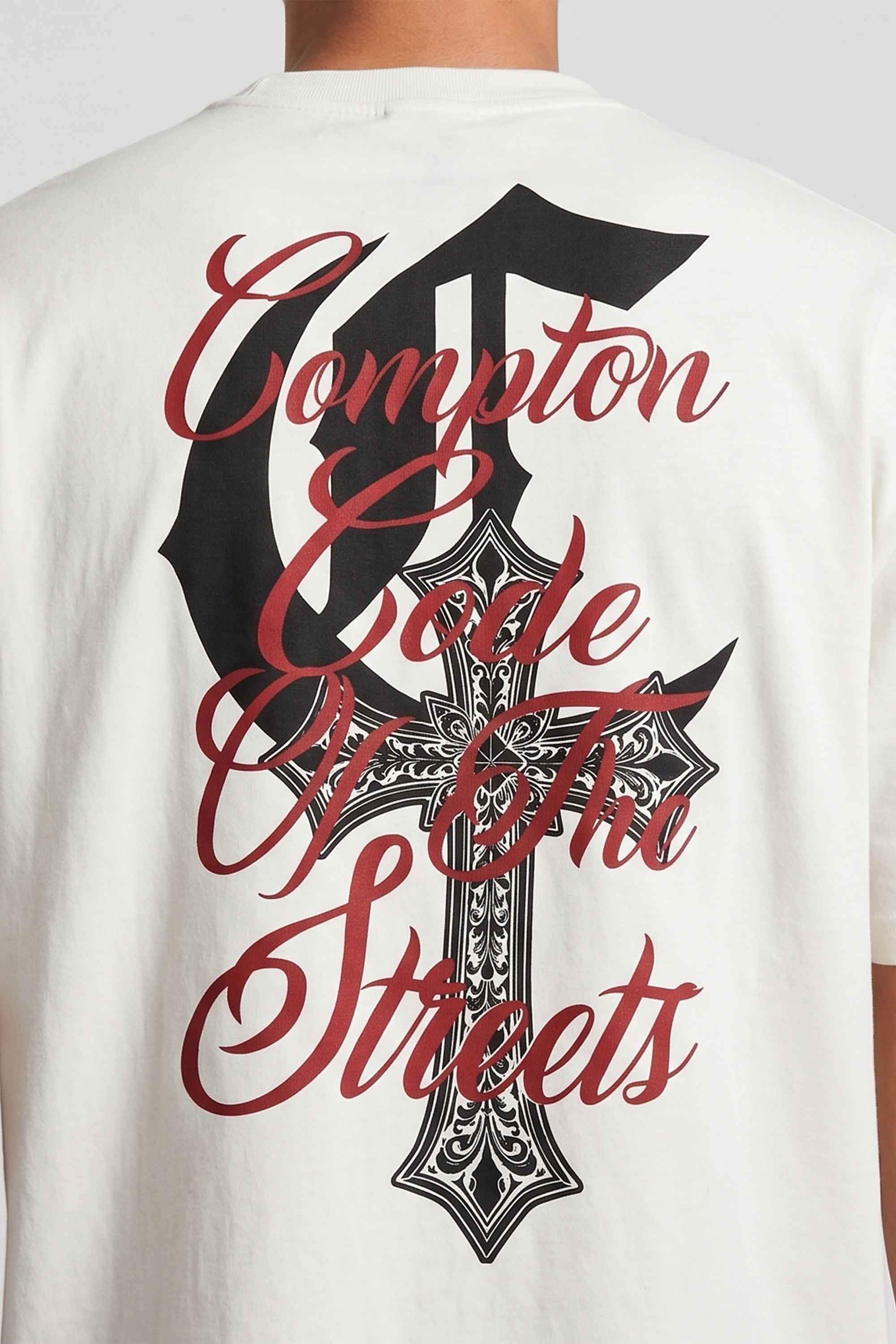 Camiseta Compton Oversized Code Of The Streets - Off White