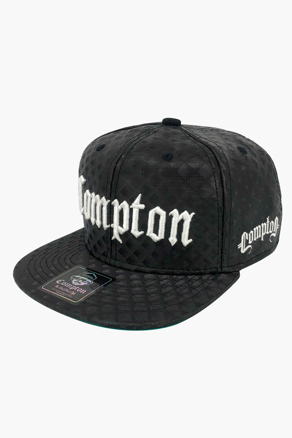 Boné Compton Aba Reta Classic Couro Preto