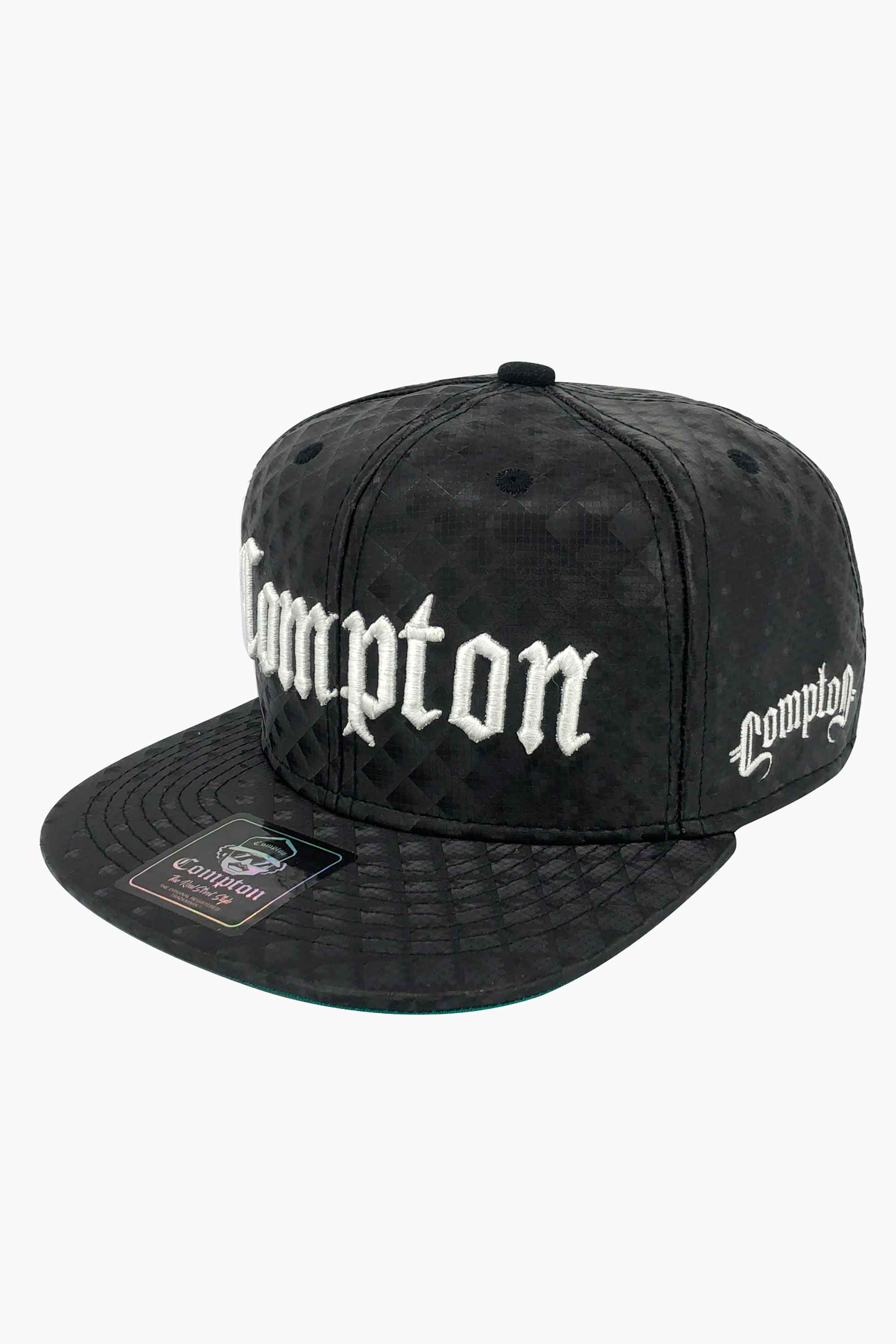 Boné Compton Aba Reta Classic Couro Preto