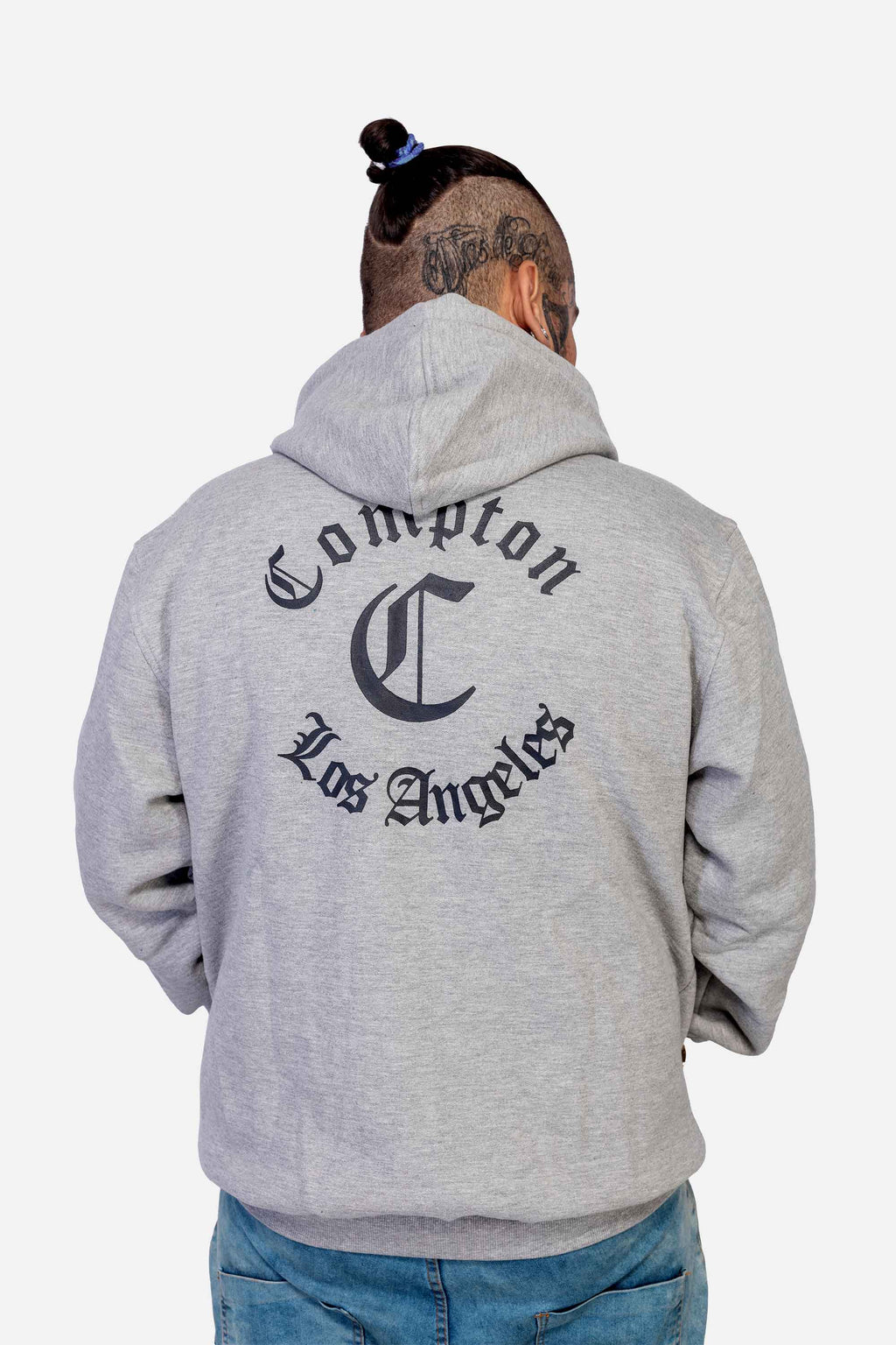 Moletom Compton Canguru Ziper Los Angeles Cinza