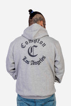 Moletom Compton Canguru Ziper Los Angeles Cinza
