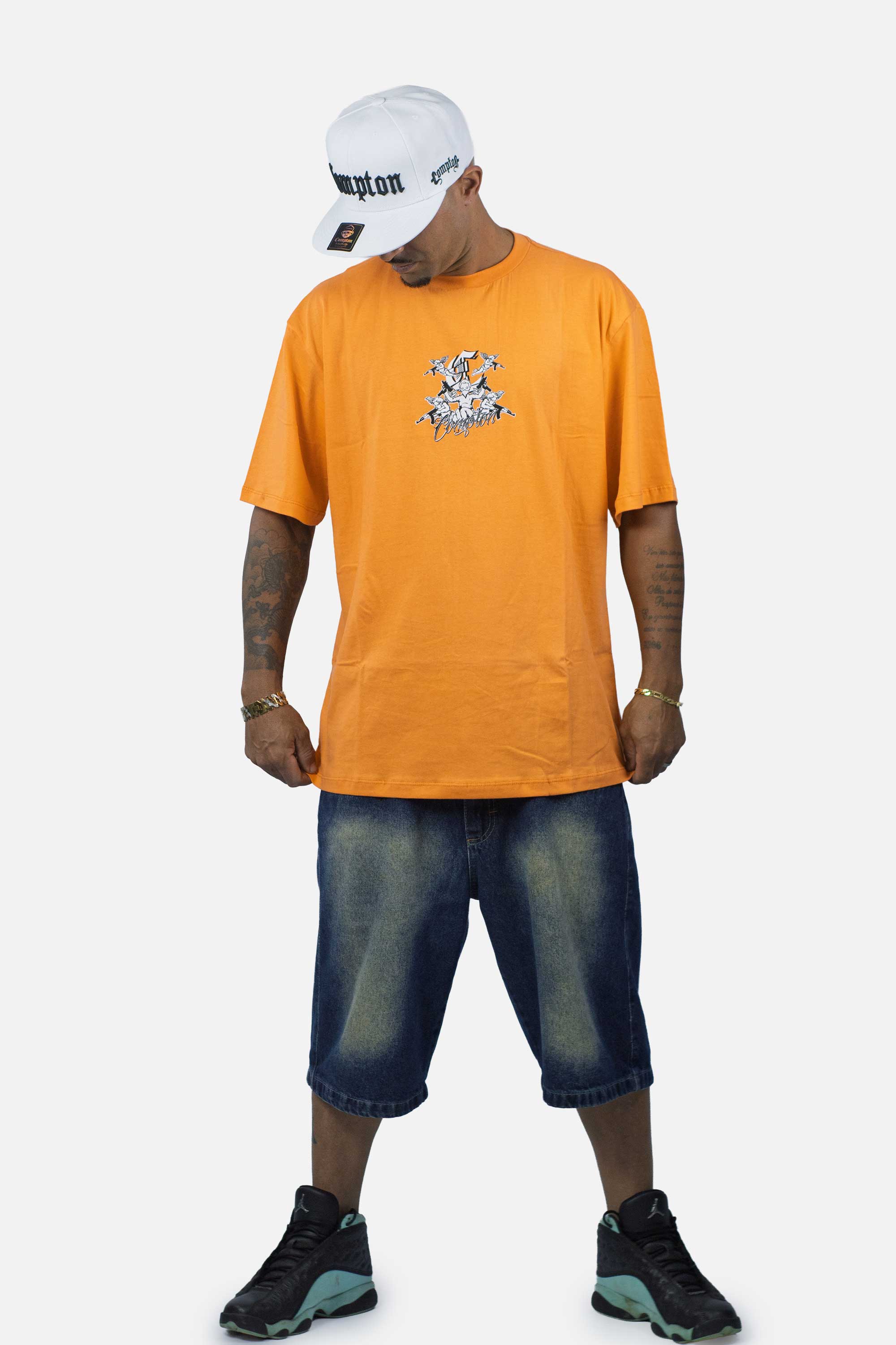 Camiseta Compton Oversized Thug Angel Laranja