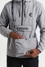 Jaqueta Compton Corta Vento Anorak Vira Bolsa Cinza