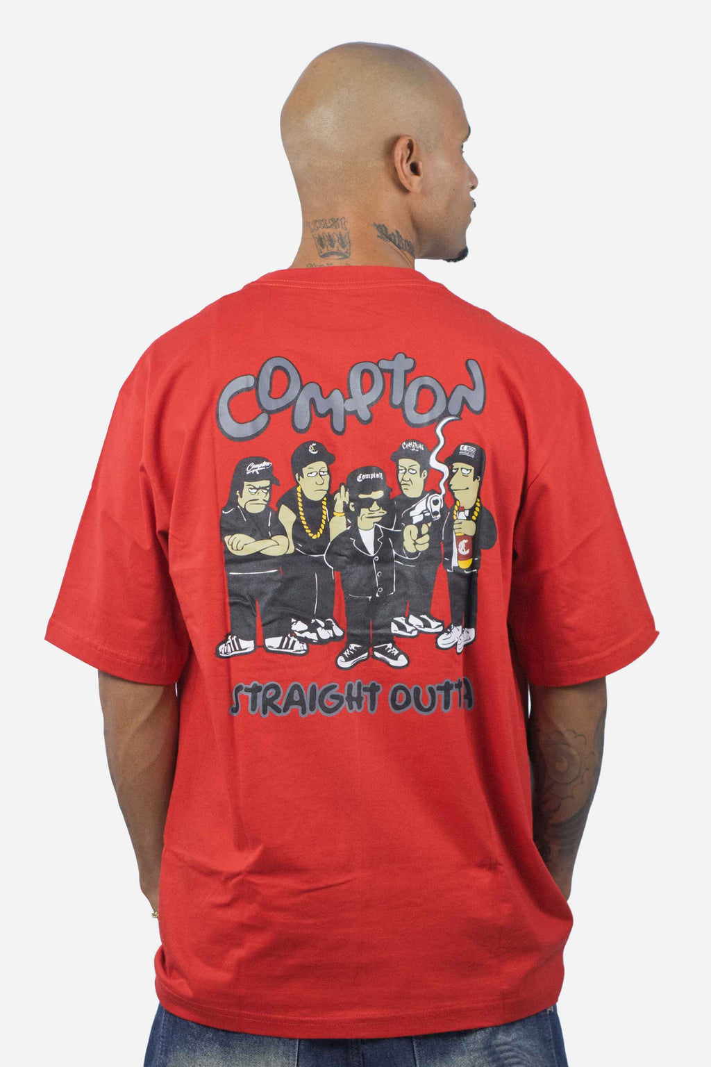 Camiseta Compton Oversized Straigh Outta Vermelha