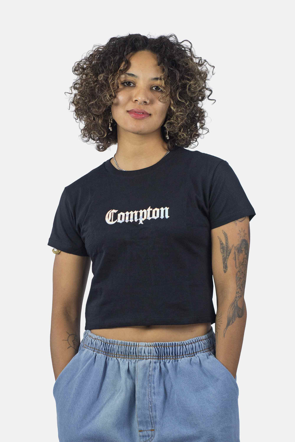 Cropped Compton Logo Holográfico Preto