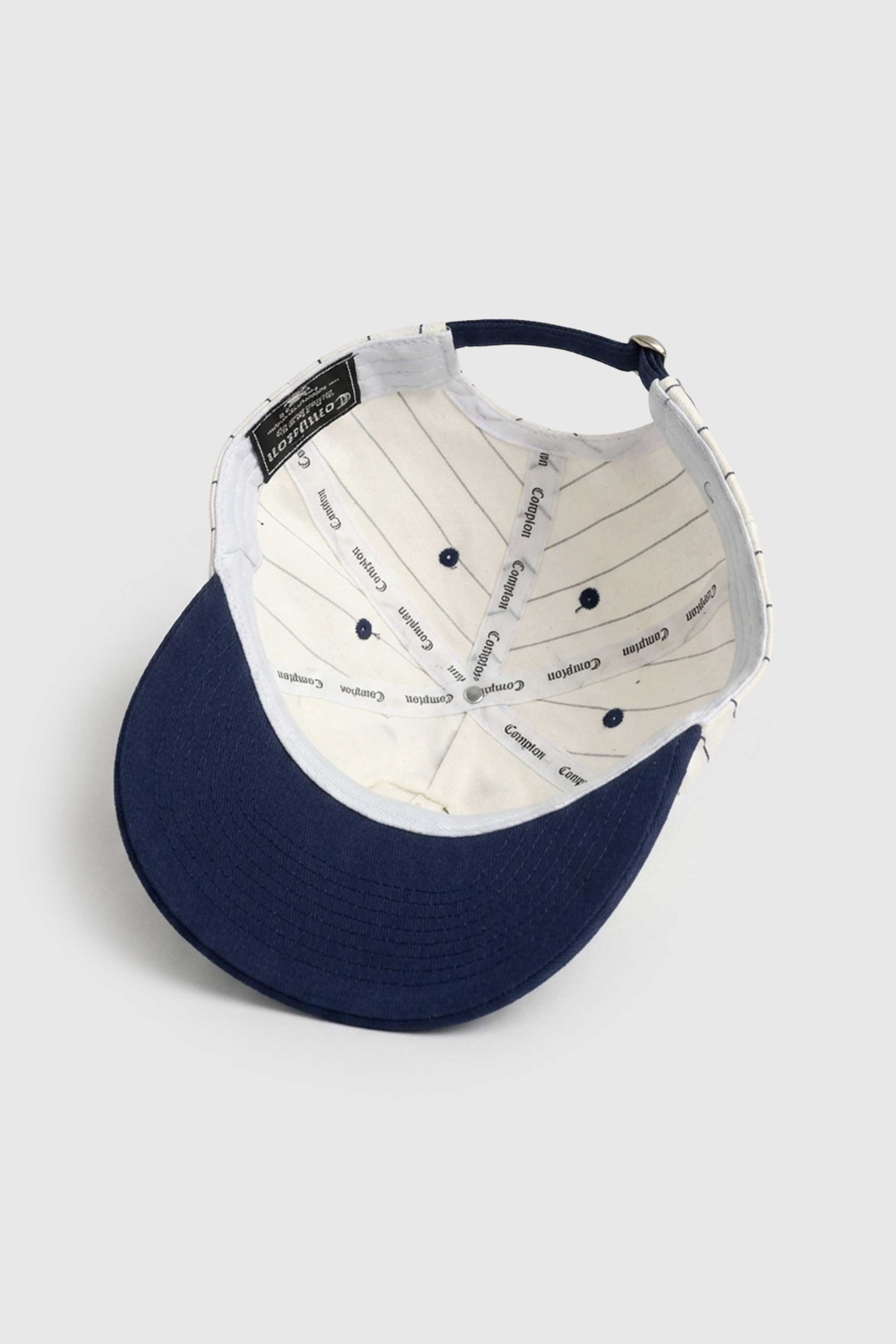 Boné Dad Hat Compton Baseball Pinstripe Azul Logo Bordado