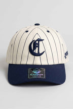 Boné Dad Hat Compton Baseball Pinstripe Azul Logo Bordado