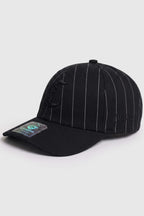 Boné Dad Hat Compton Baseball Pinstripe Preto Logo Bordado