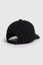 Boné Dad Hat Compton Baseball Pinstripe Preto Logo Bordado