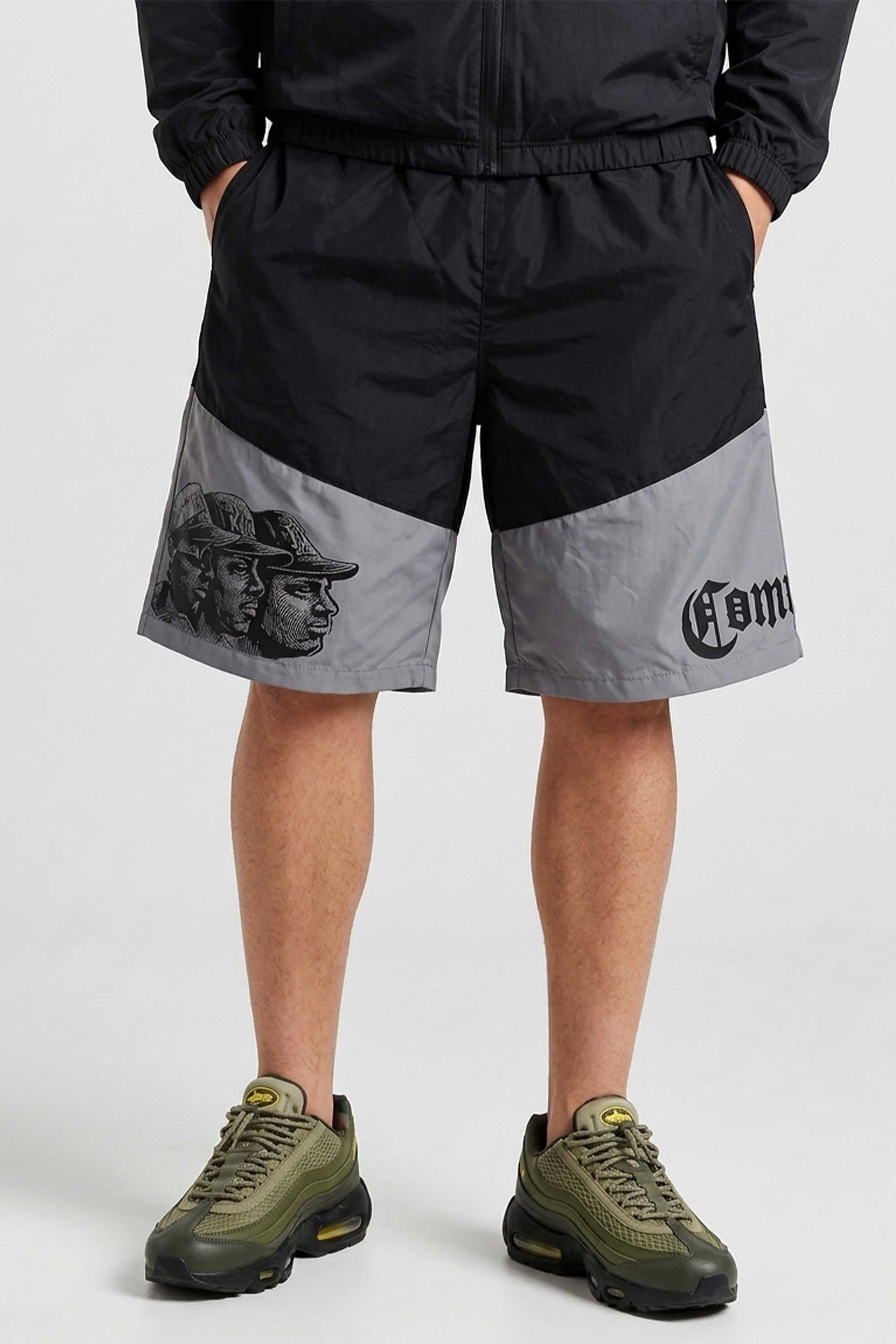 Bermuda Compton Tactel Gangsta Woodcut Preto/Cinza