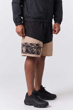 Bermuda Compton Tactel Gangsta Woodcut Preto/Caqui