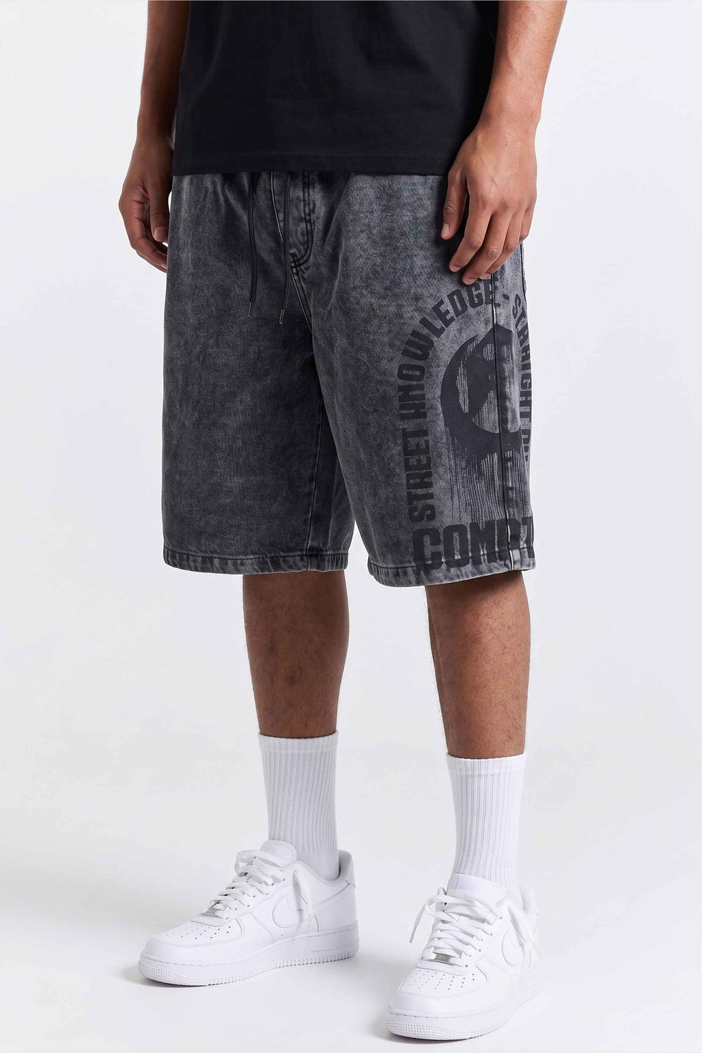 Bermuda Jeans Compton  Elástico Chanfro Marmorizada