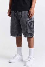Bermuda Jeans Compton  Elástico Chanfro Marmorizada