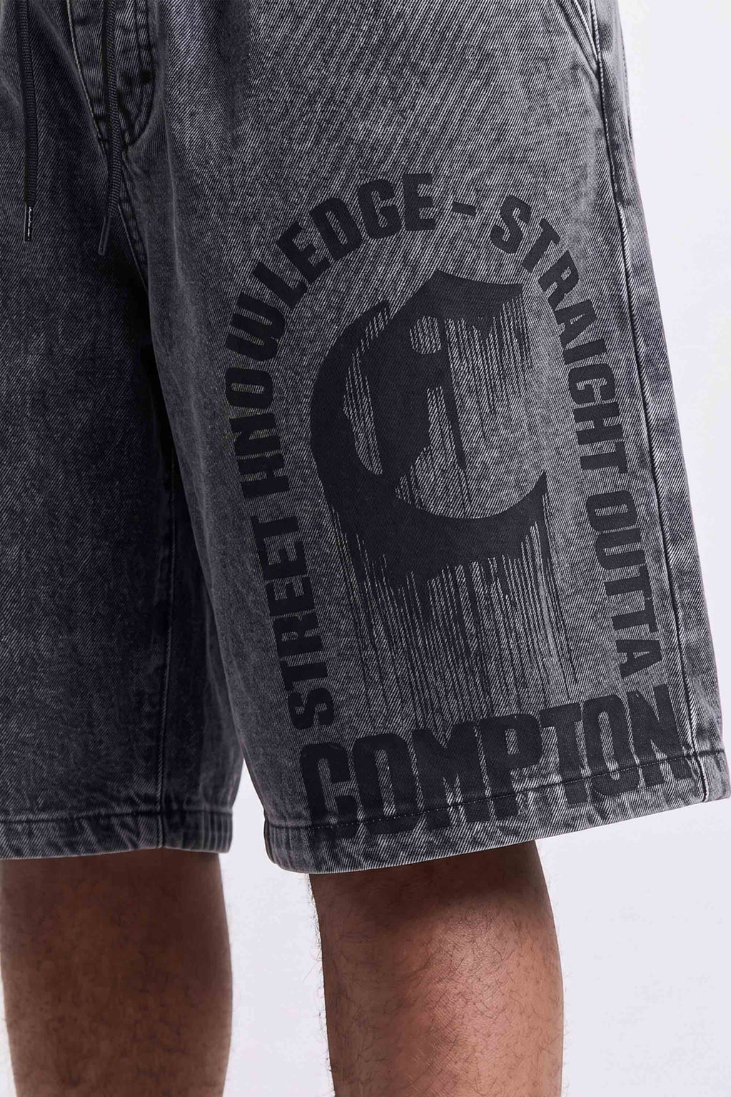 Bermuda Jeans Compton  Elástico Chanfro Marmorizada