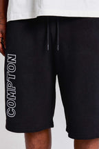Bermuda Compton Moletinho Letter Bordada Preto
