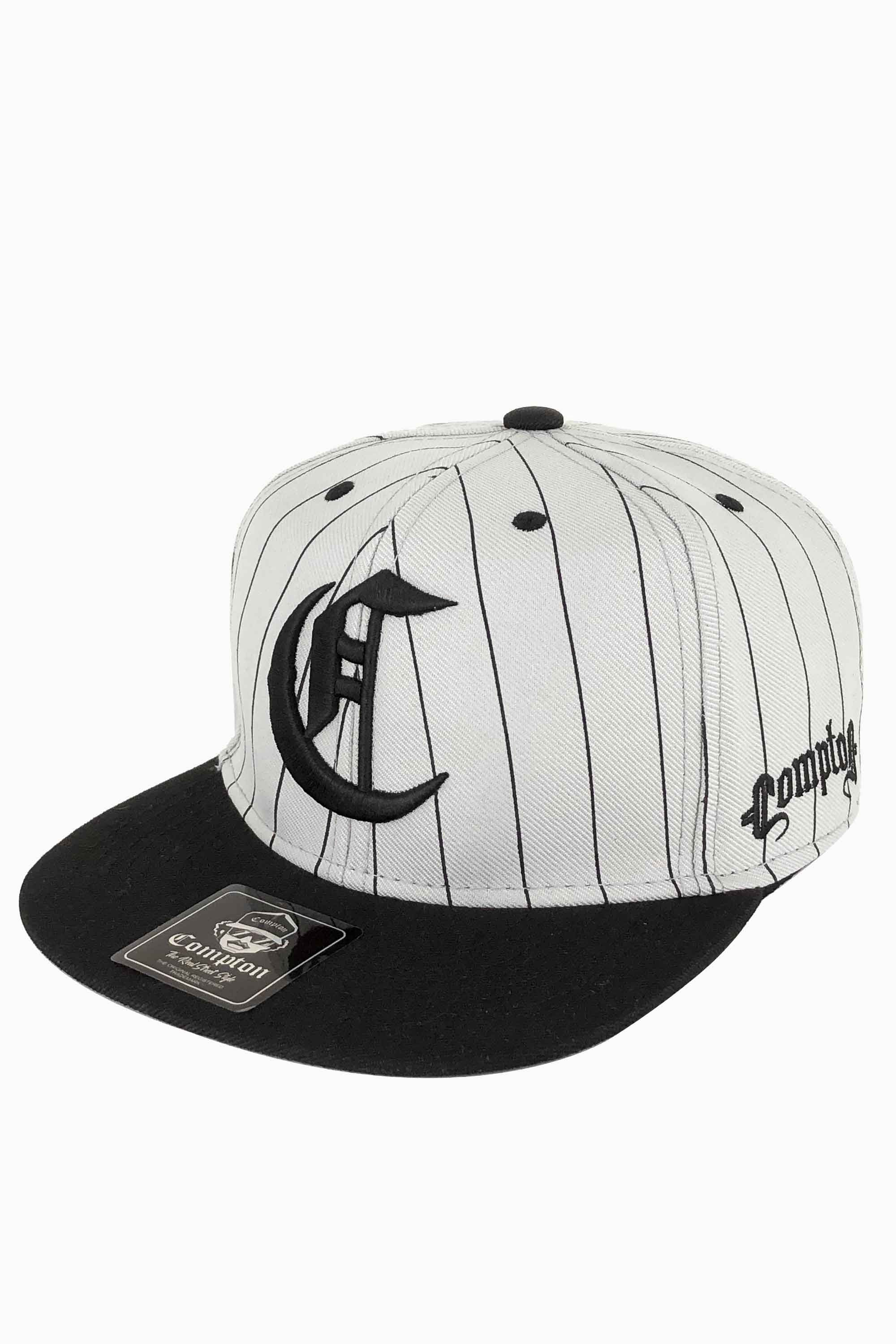 Boné Compton Aba Reta Snapback Logo Pinstripe Cinza