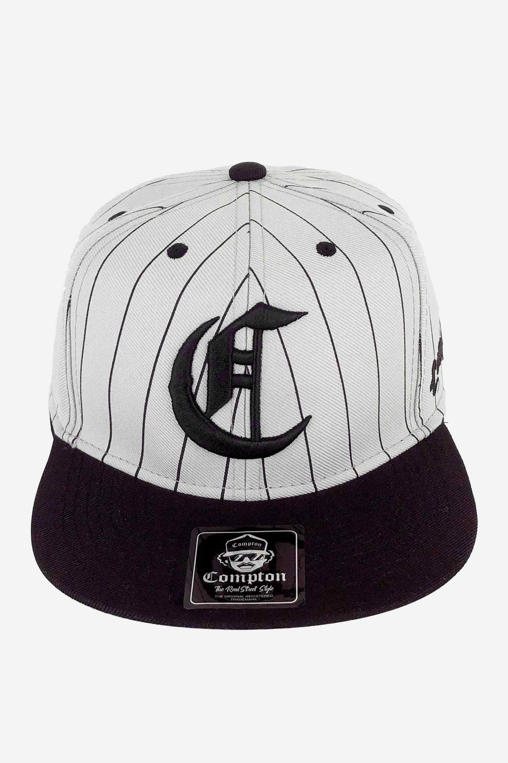 Boné Compton Aba Reta Snapback Logo Pinstripe Cinza