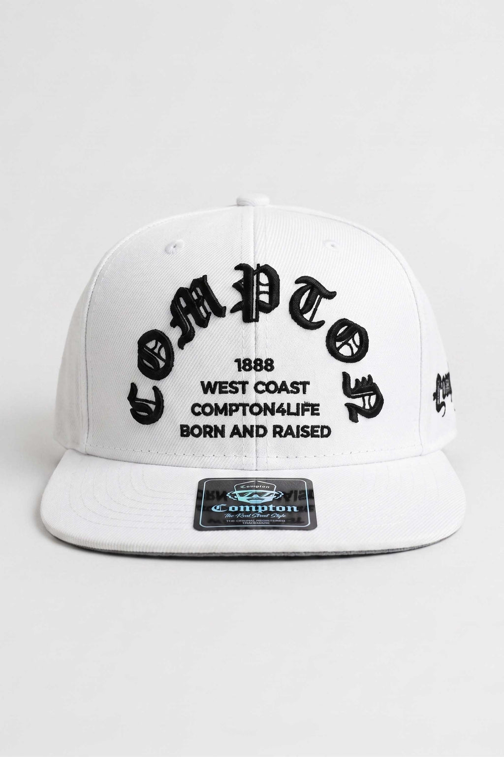 Boné Compton Aba Reta Snapback Born And Raised Branco