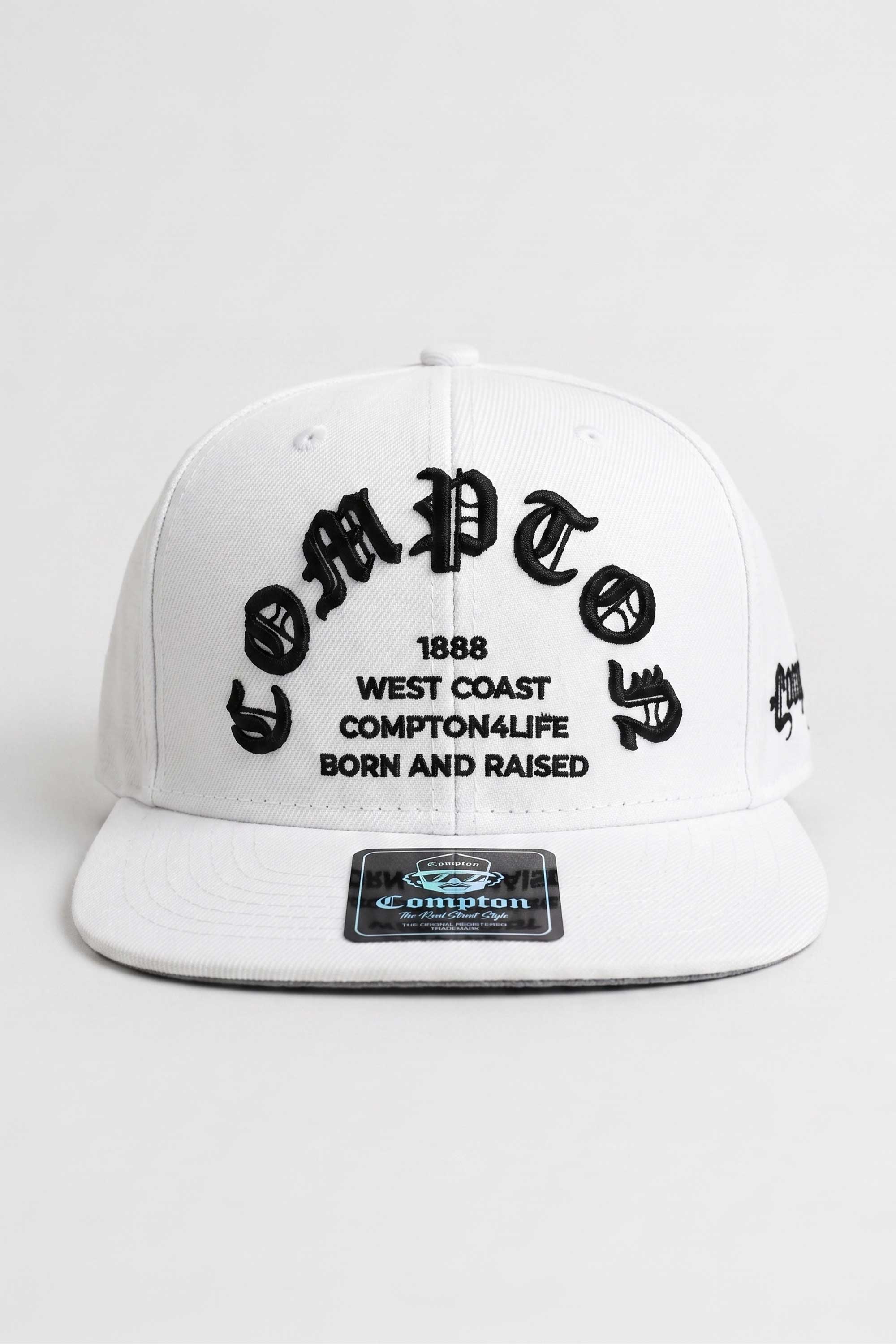 Boné Compton Aba Reta Snapback Born And Raised Branco