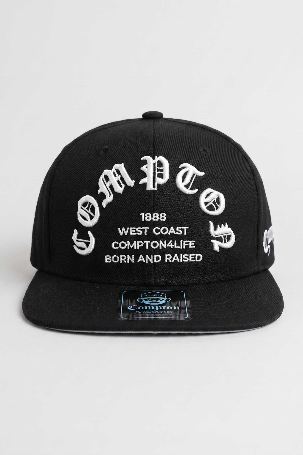 Boné Compton Aba Reta Snapback Born And Raised Preto