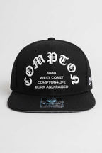 Boné Compton Aba Reta Snapback Born And Raised Preto
