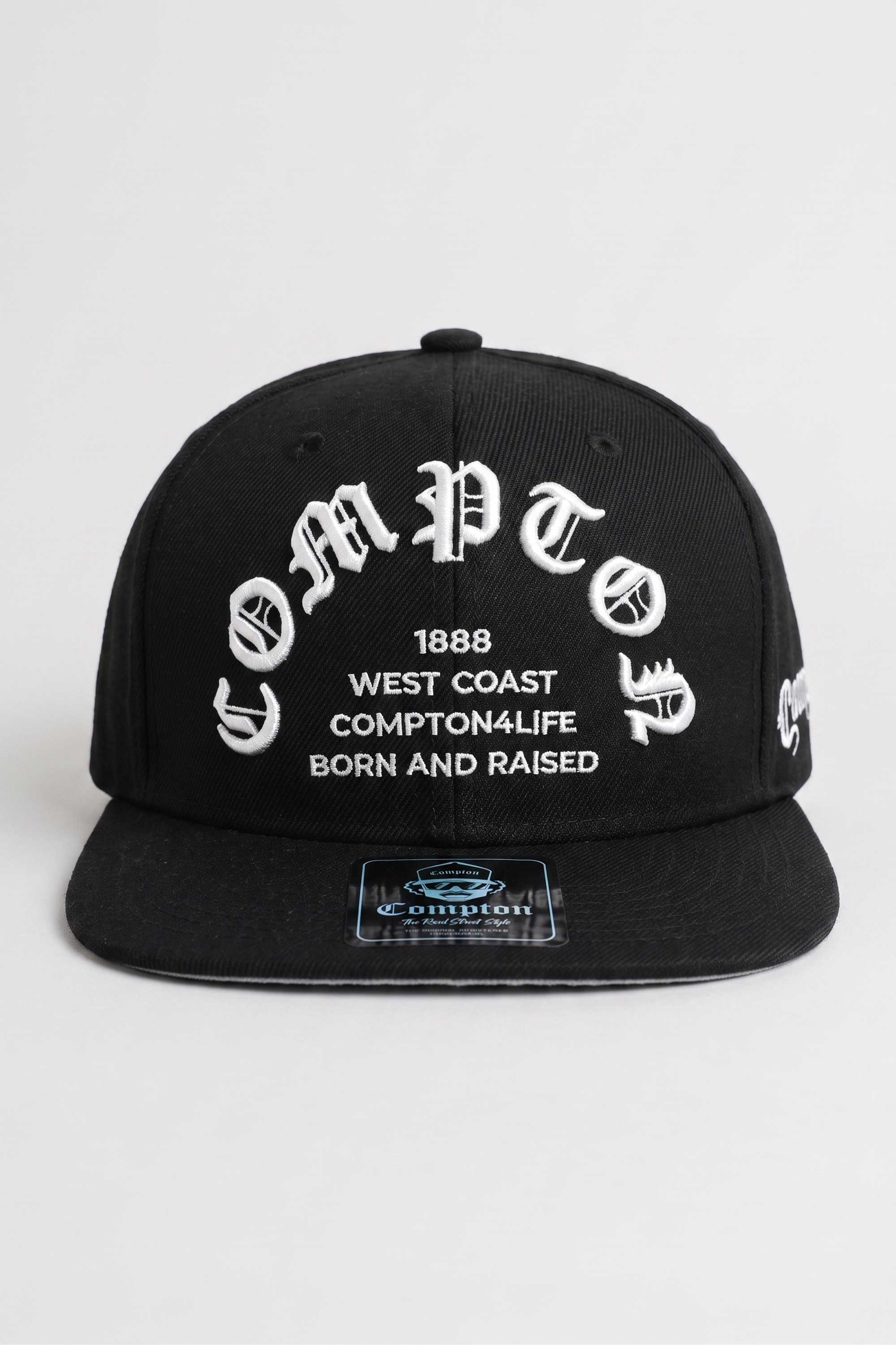 Boné Compton Aba Reta Snapback Born And Raised Preto
