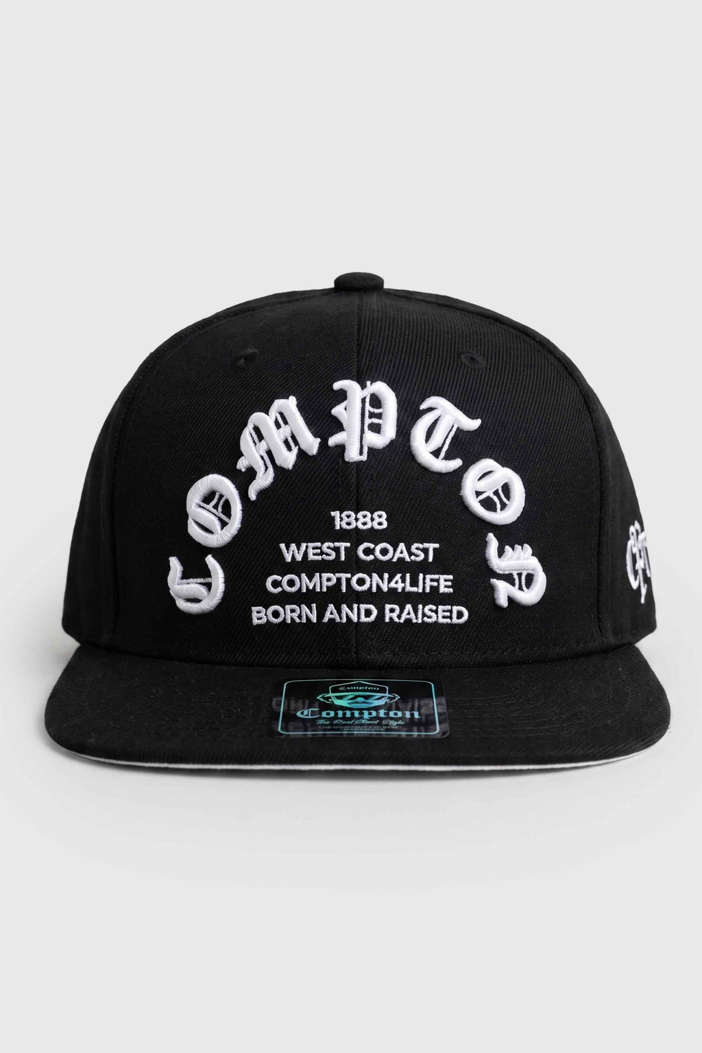 Boné Compton Aba Reta Snapback Born And Raised Preto