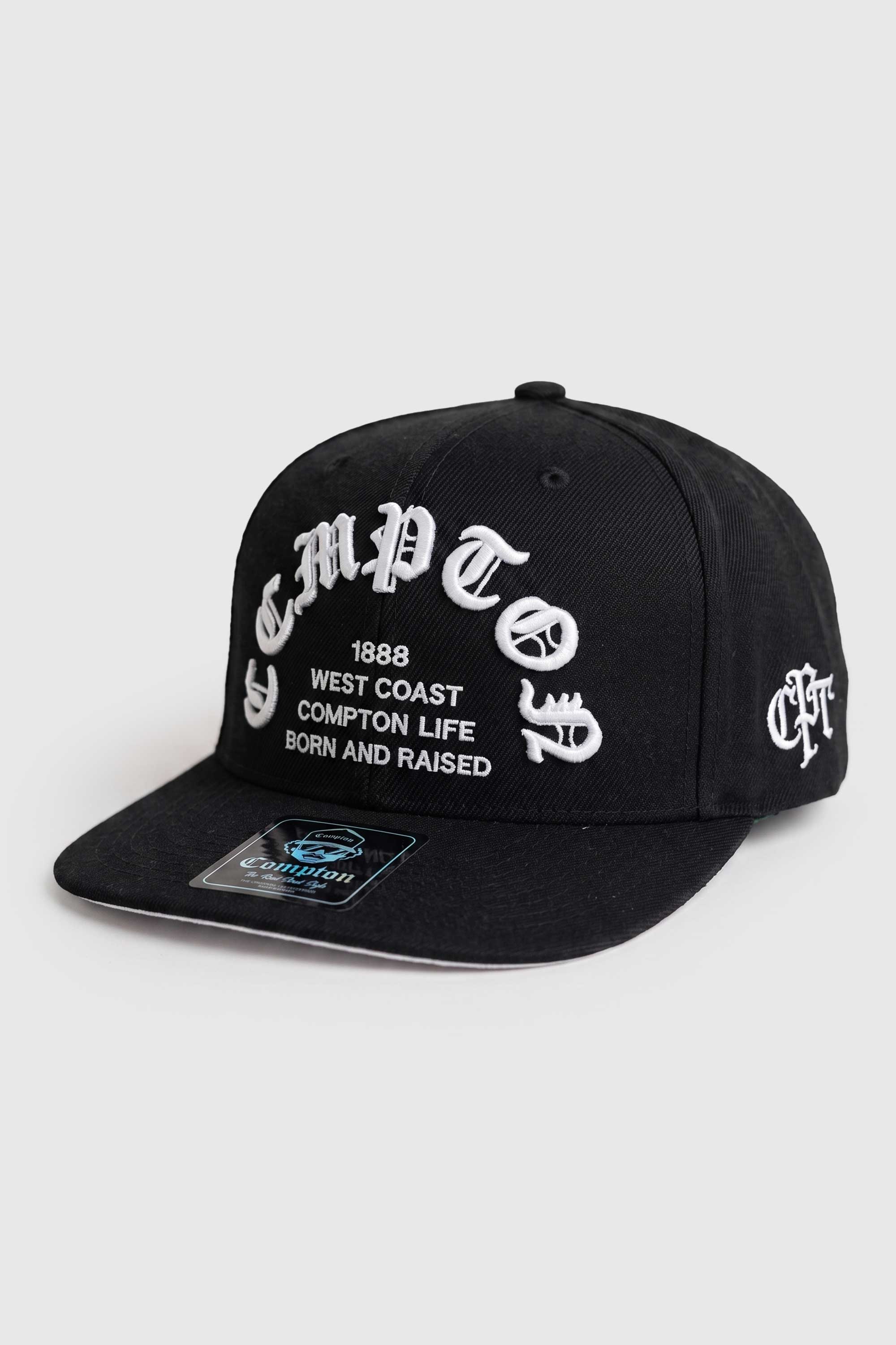 Boné Compton Aba Reta Snapback Born And Raised Preto