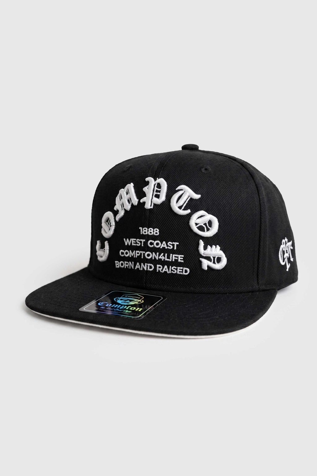 Boné Compton Aba Reta Snapback Born And Raised Preto