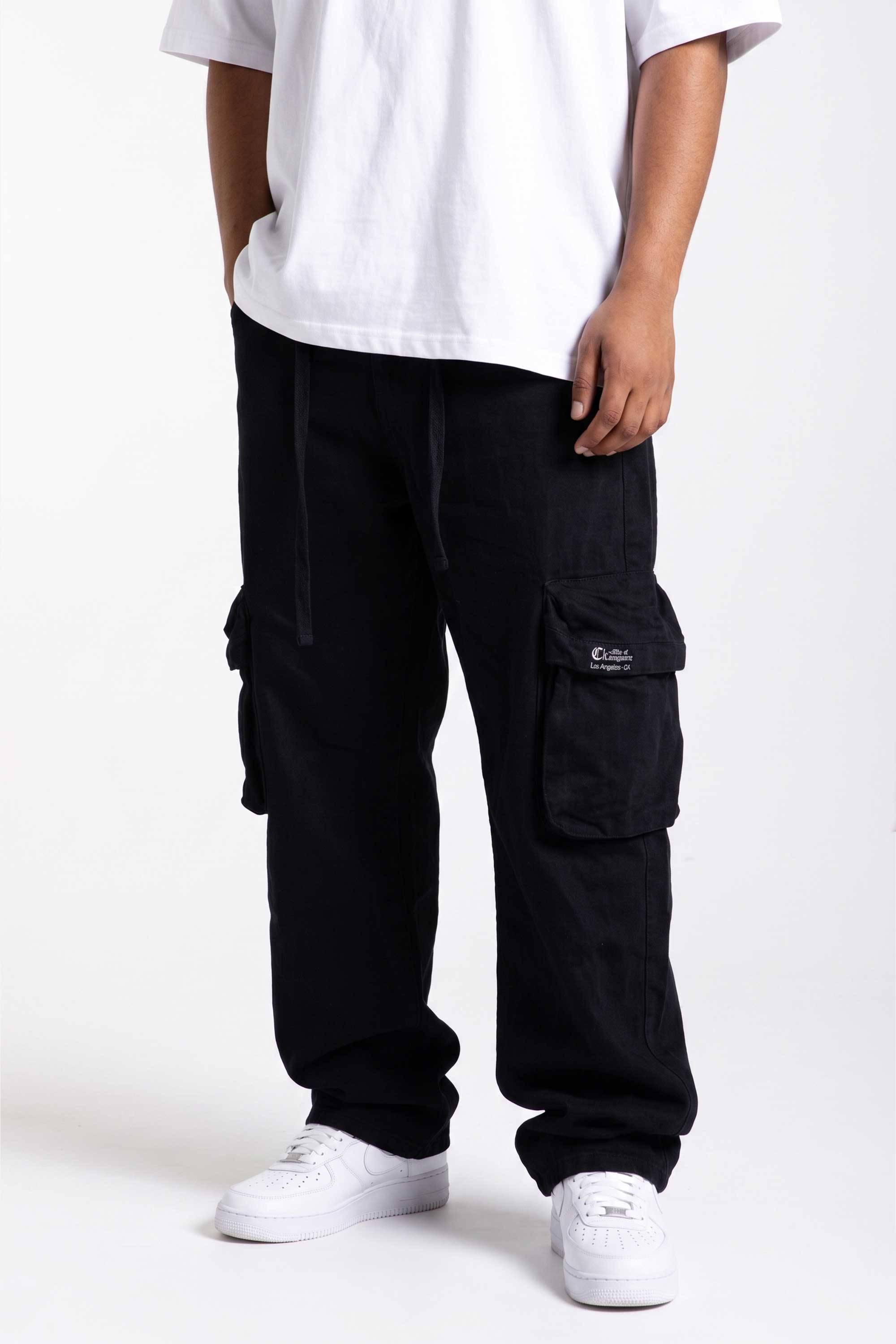 Calça Cargo Compton Bolso Sacola Preta