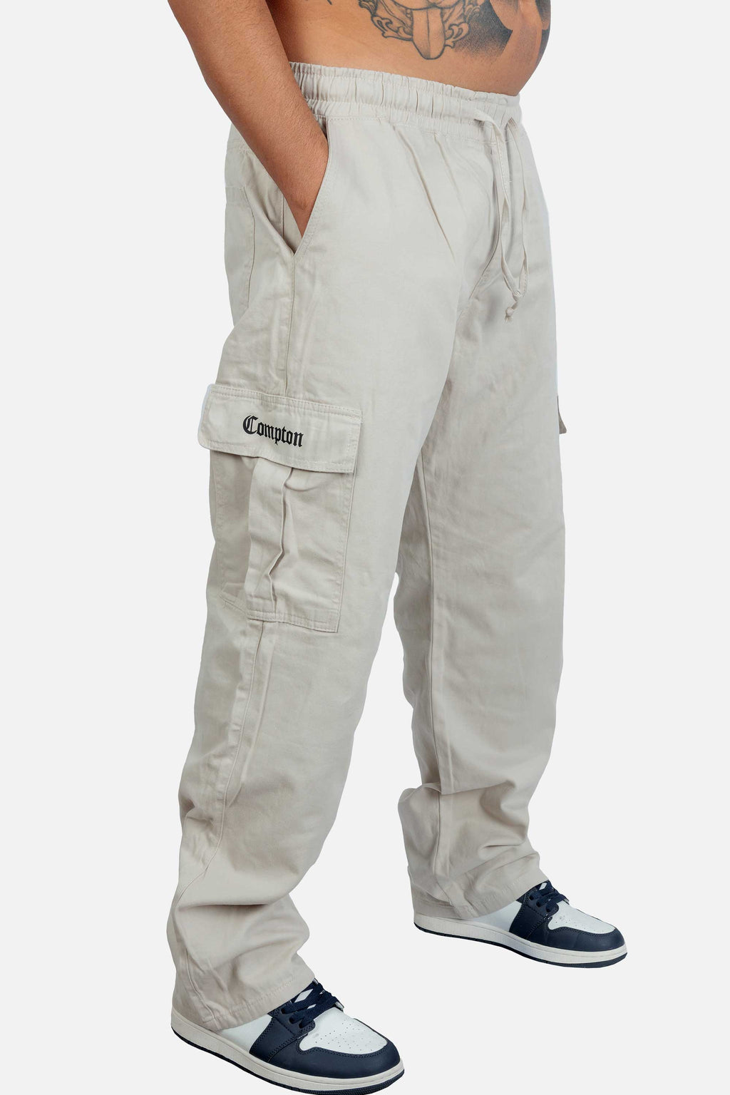 Calça Cargo Compton Sarja Balão Bege
