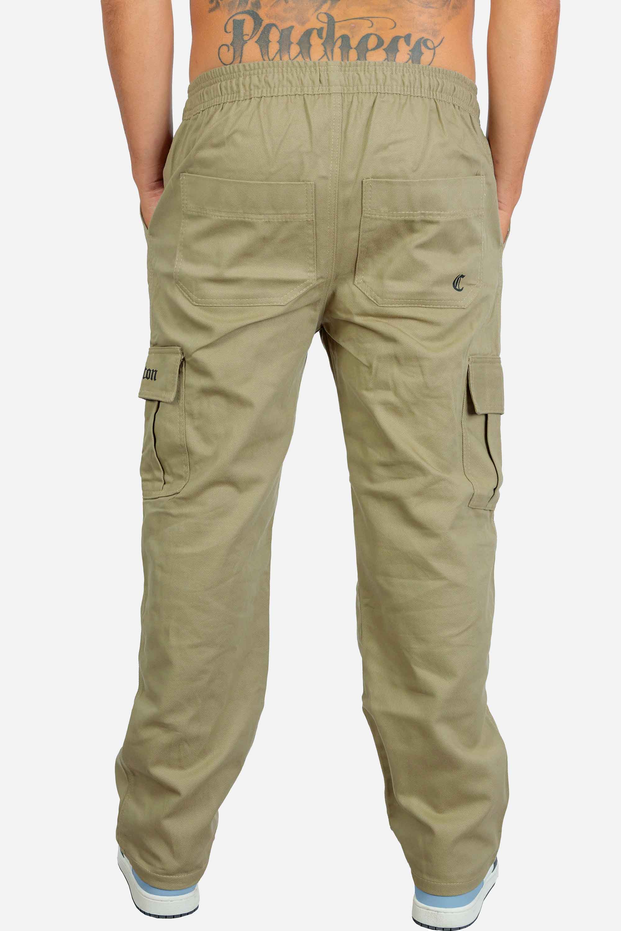 Calça Cargo Compton Sarja Pesada Reta Caqui