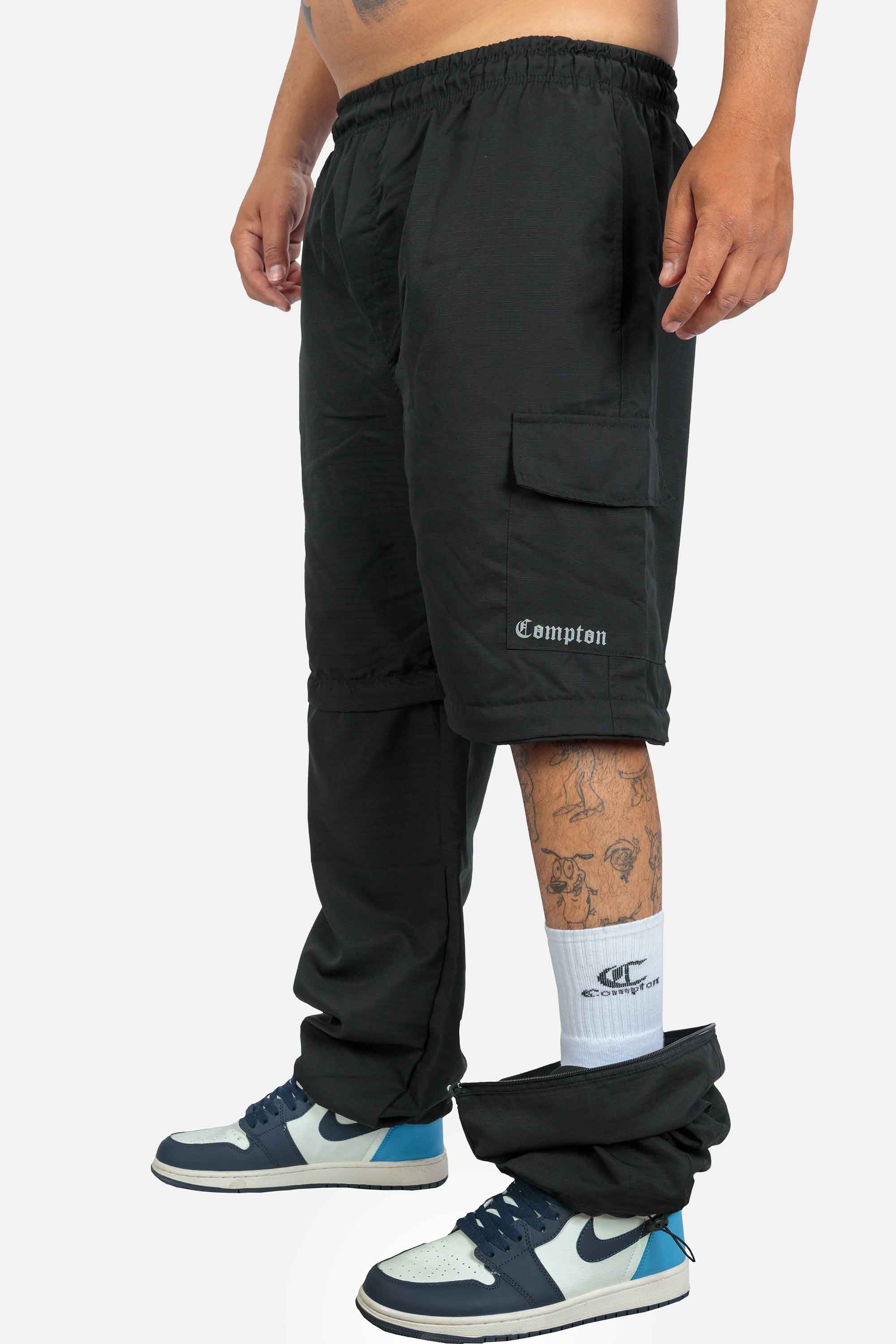 Calça Cargo Compton Vira Bermuda Preta