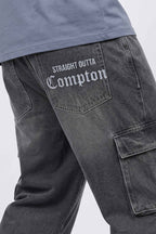 Calça Jeans Baggy Cargo Compton Straight Outta Black