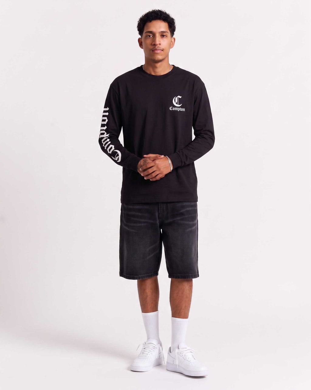 Camiseta Compton Manga Longa Logo Preta