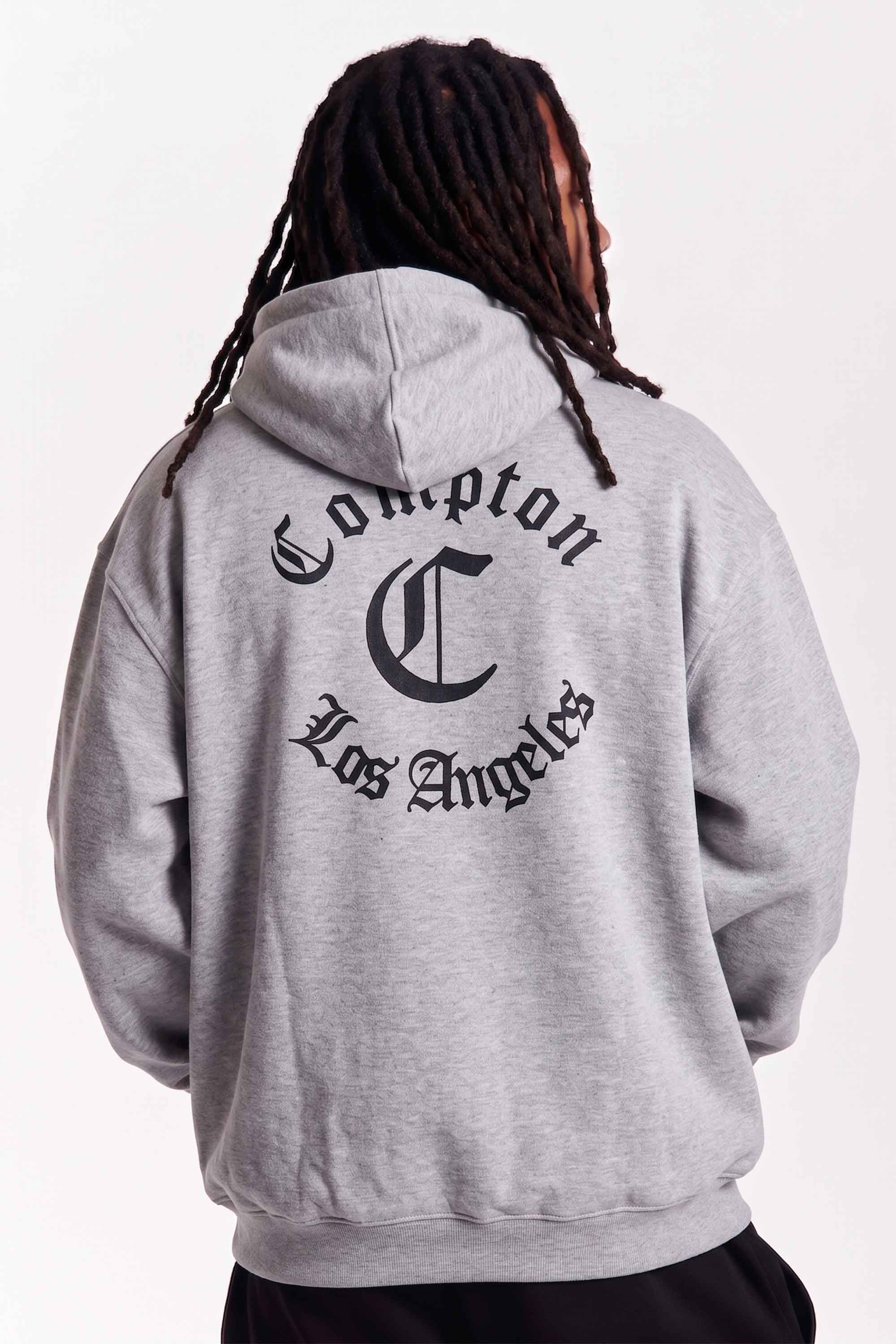Moletom Compton Canguru Ziper Los Angeles Cinza