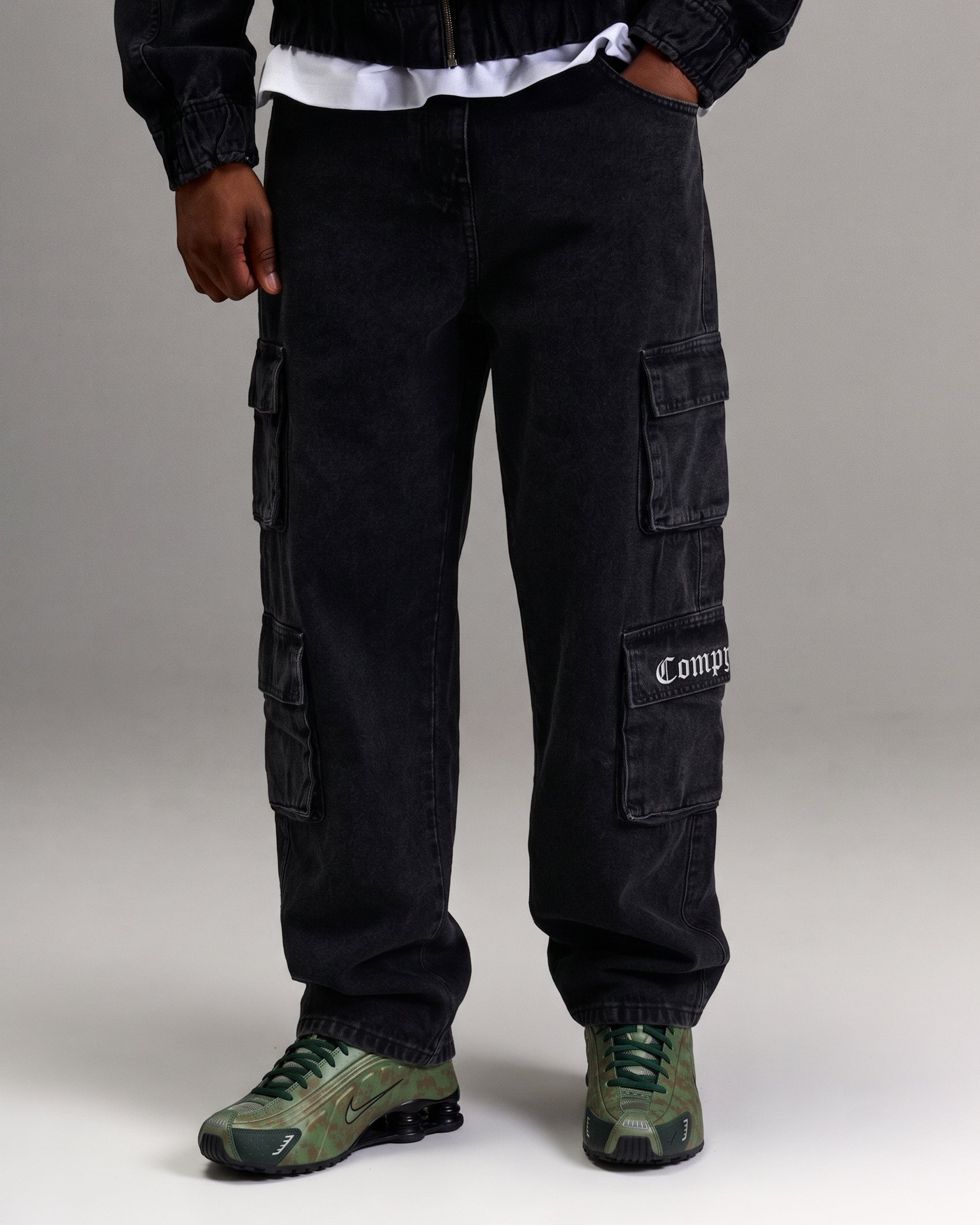 Calça Jeans Cargo Compton Black Four Pocket