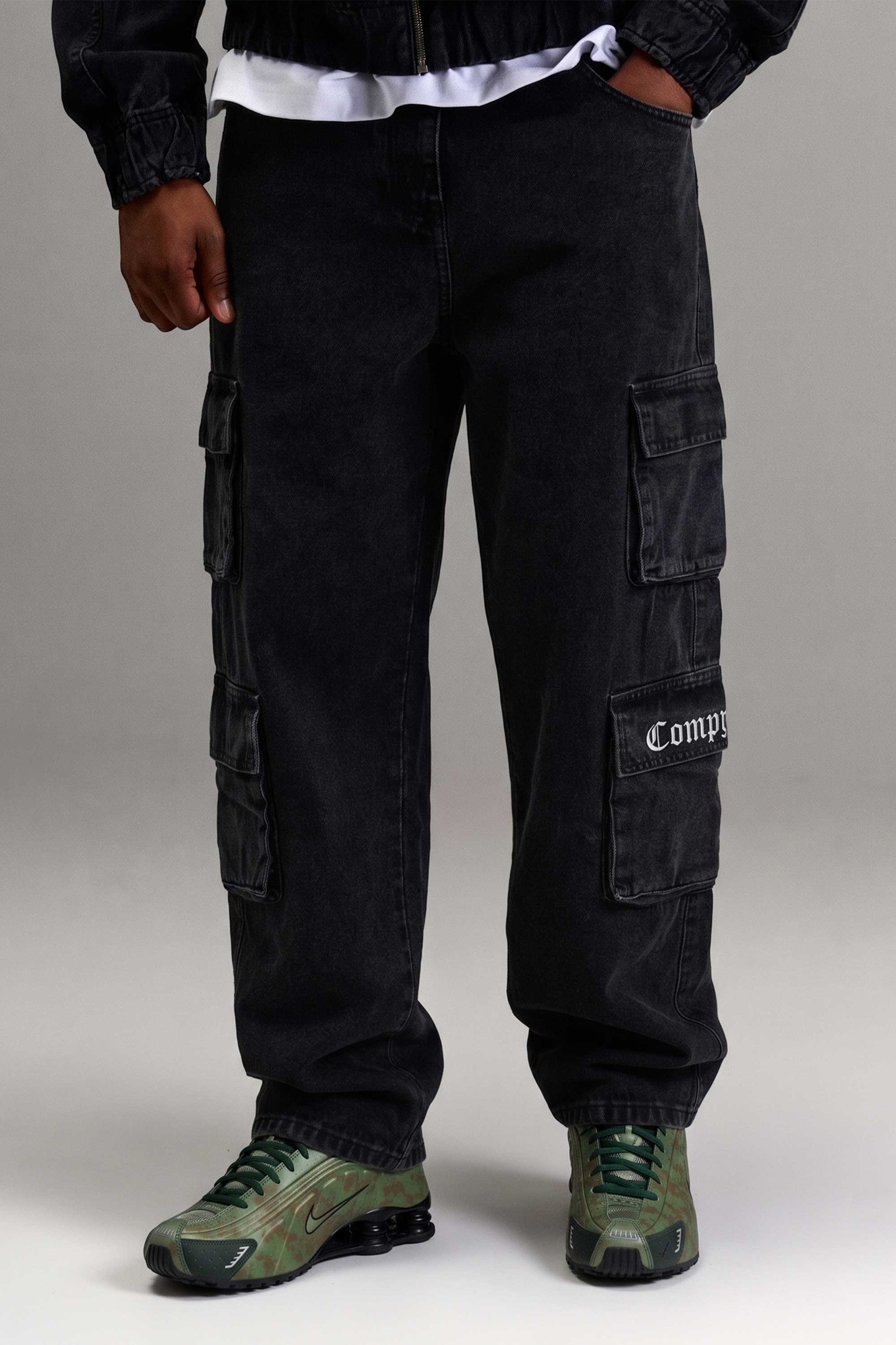 Calça Jeans Cargo Compton Black Four Pocket