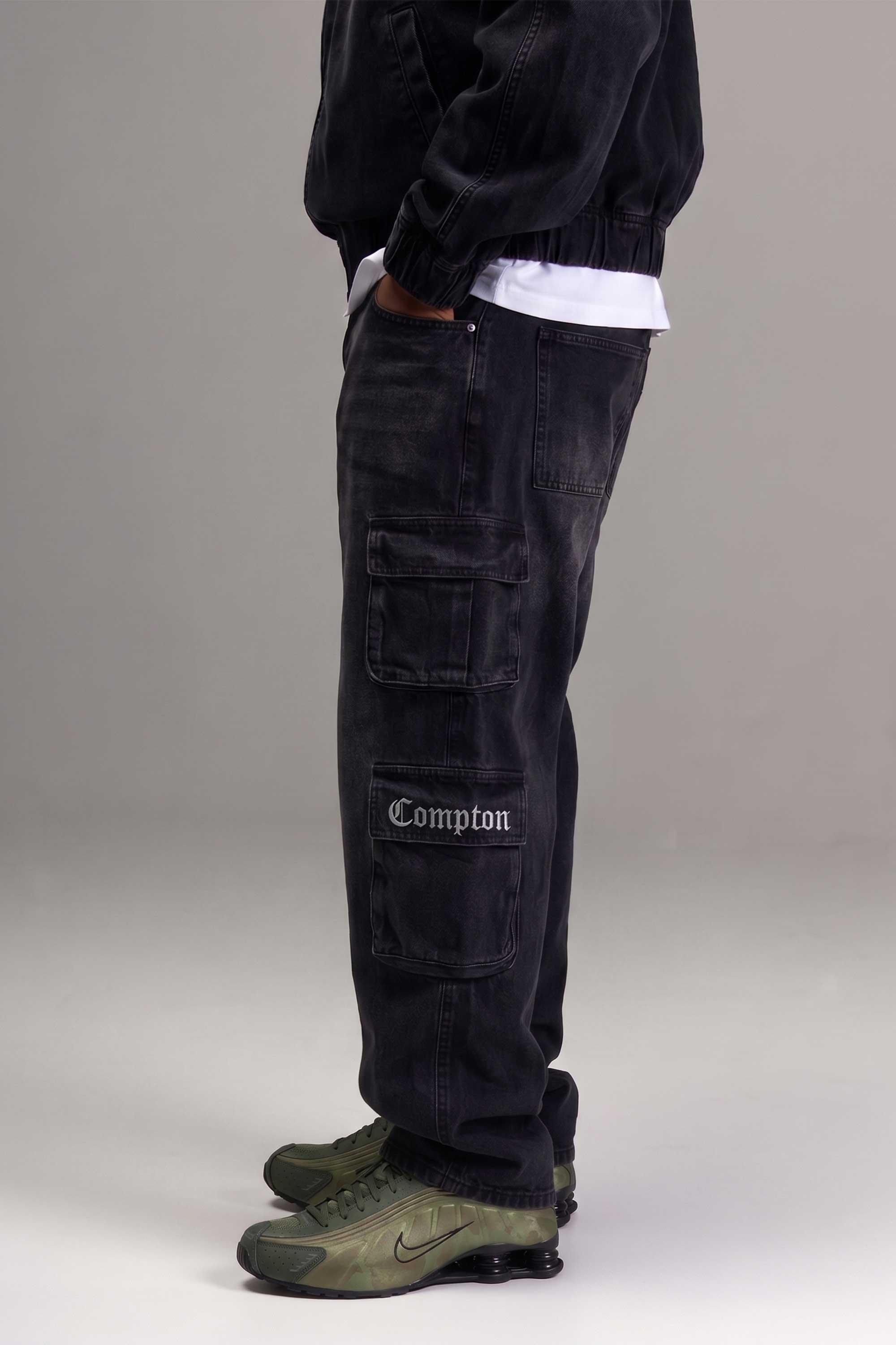 Calça Jeans Cargo Compton Black Four Pocket