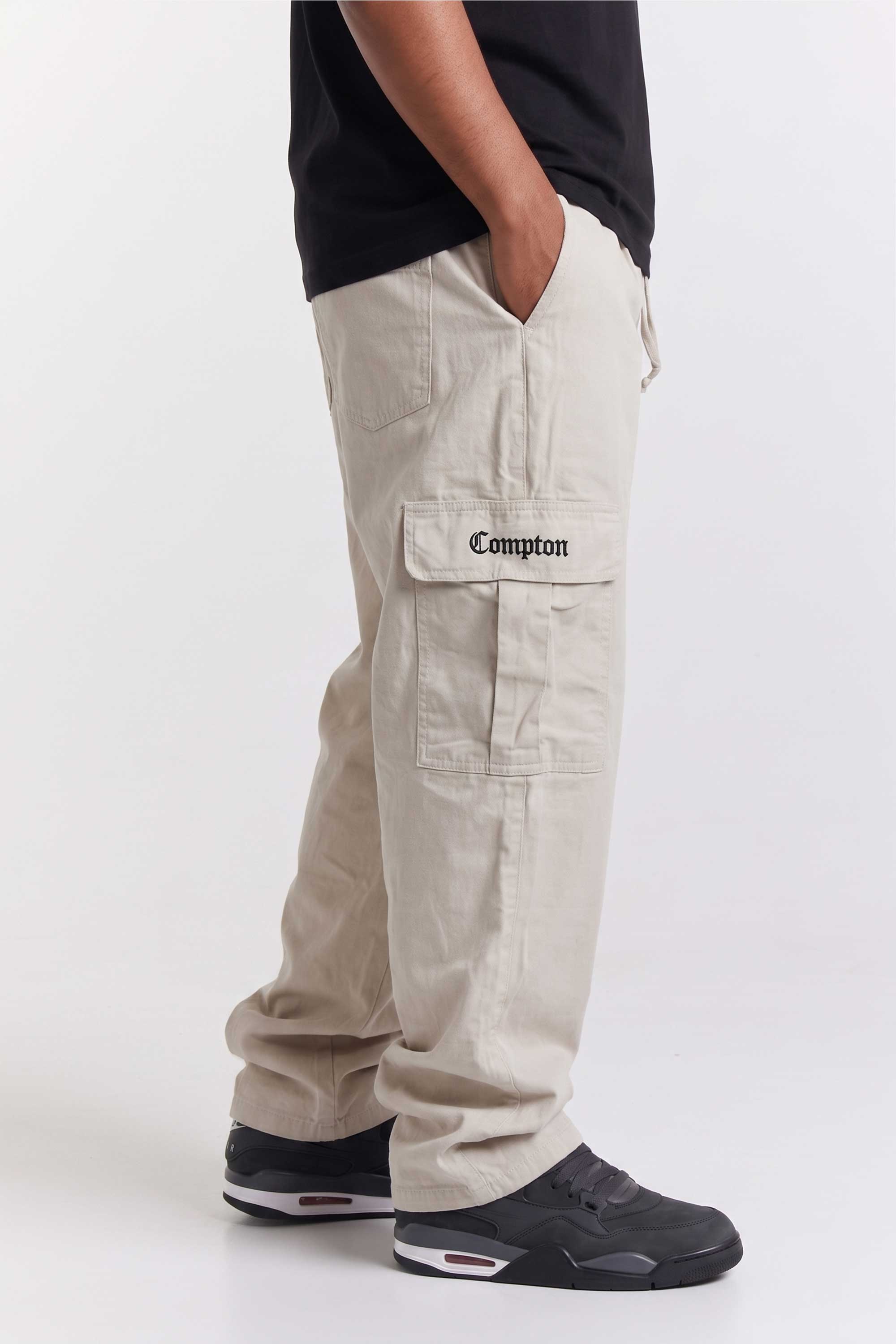 Calça Cargo Compton Sarja Balão Bege
