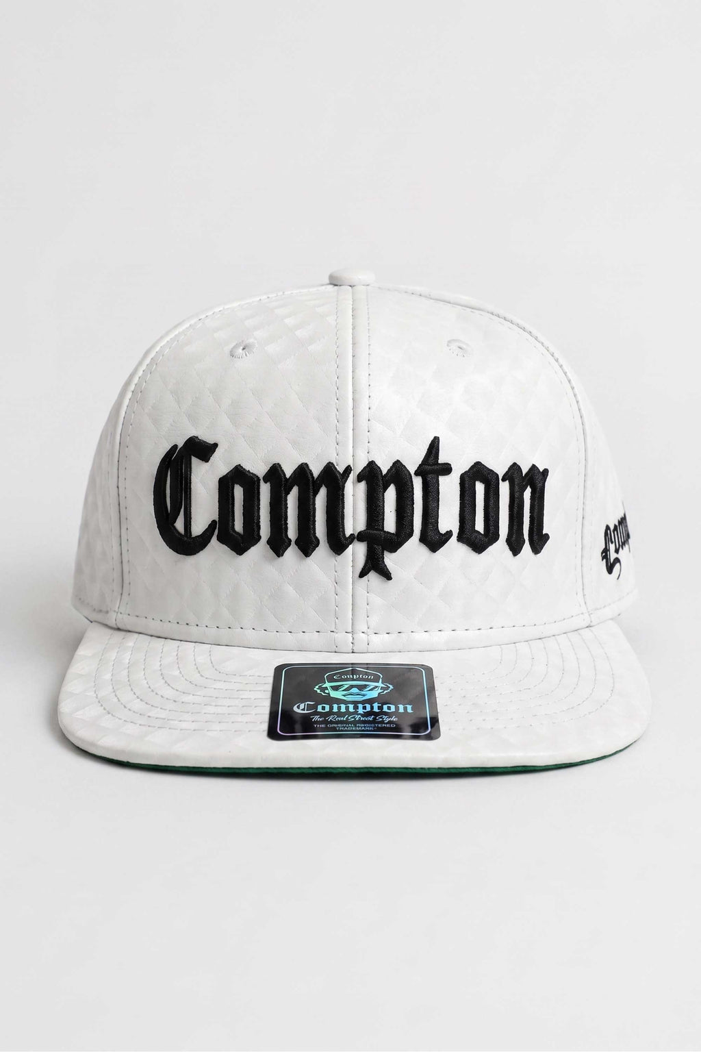 Boné Compton Aba Reta Classic Couro Branco