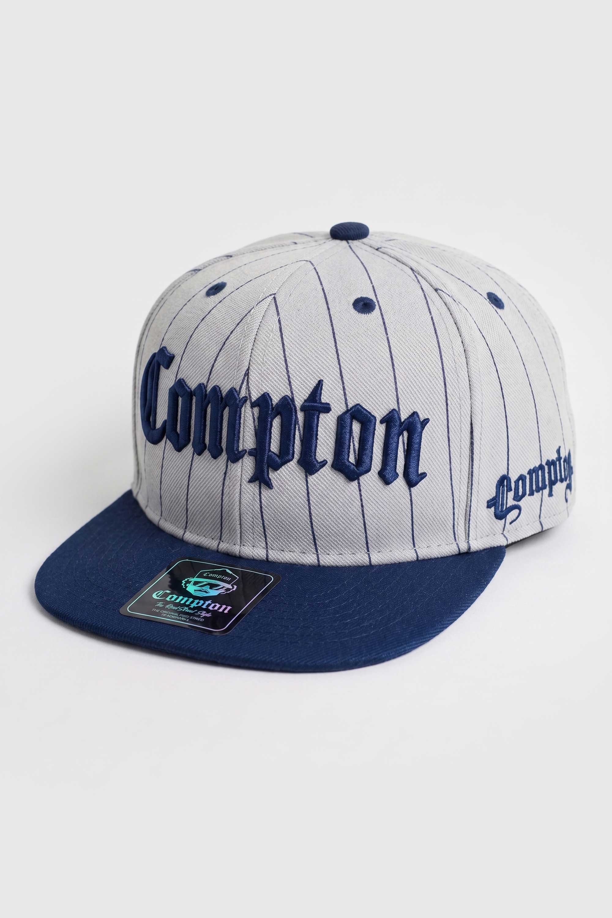 Boné Compton Aba Reta Snapback Classic Pinstripe Azul