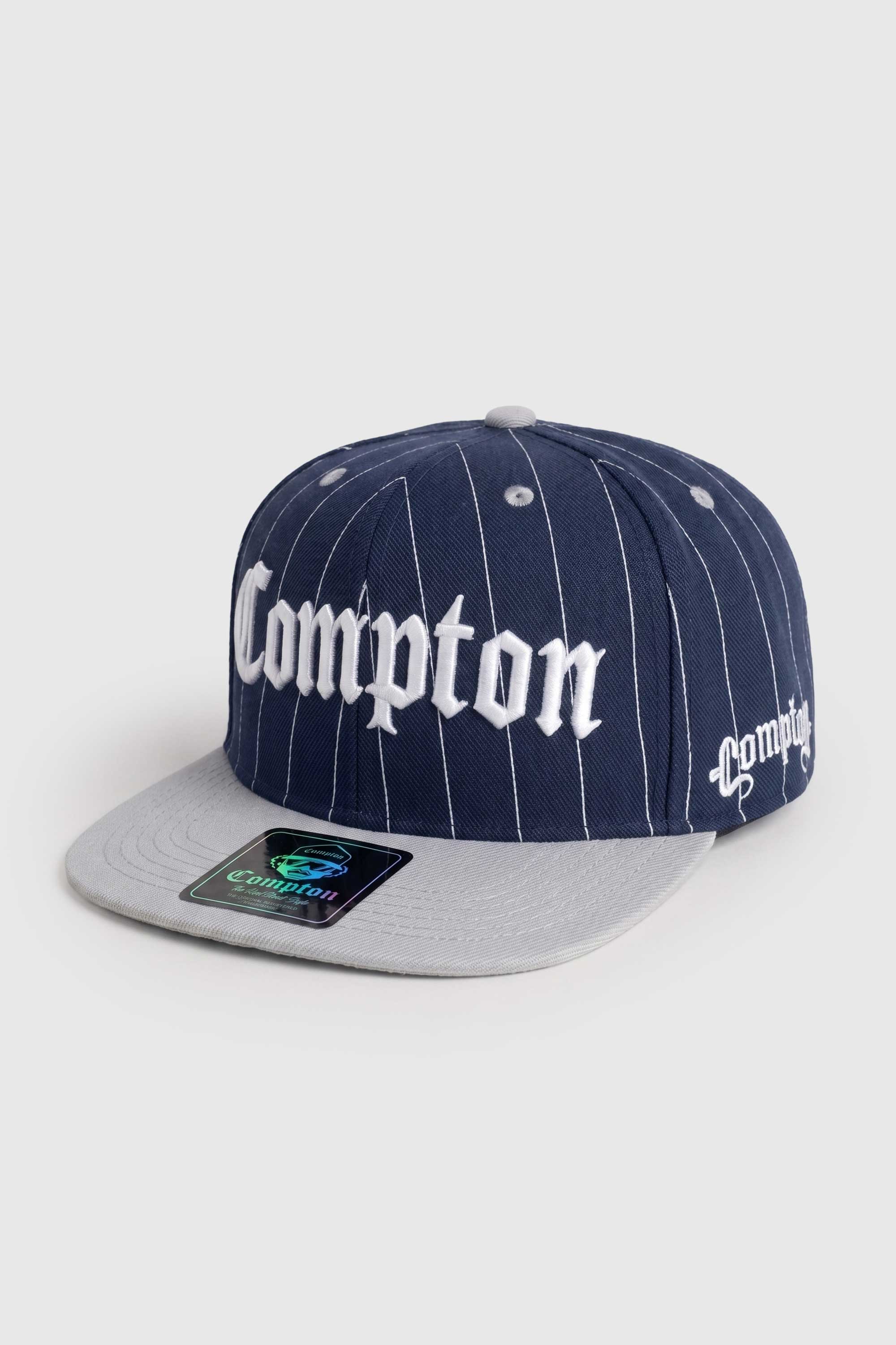 Boné Compton Aba Reta Snapback Classic Pinstripe Azul Marinho