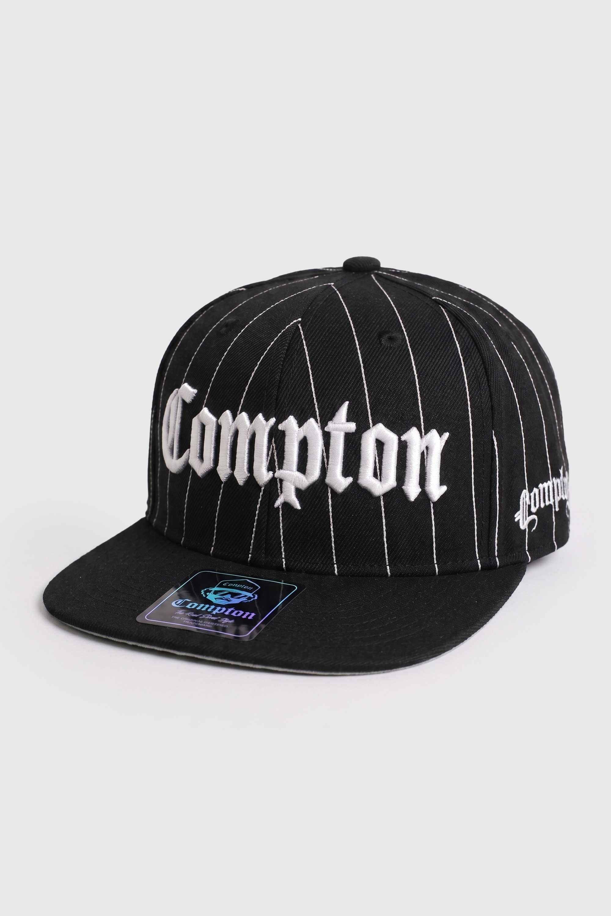 Boné Compton Aba Reta Classic Pinstripe Preto