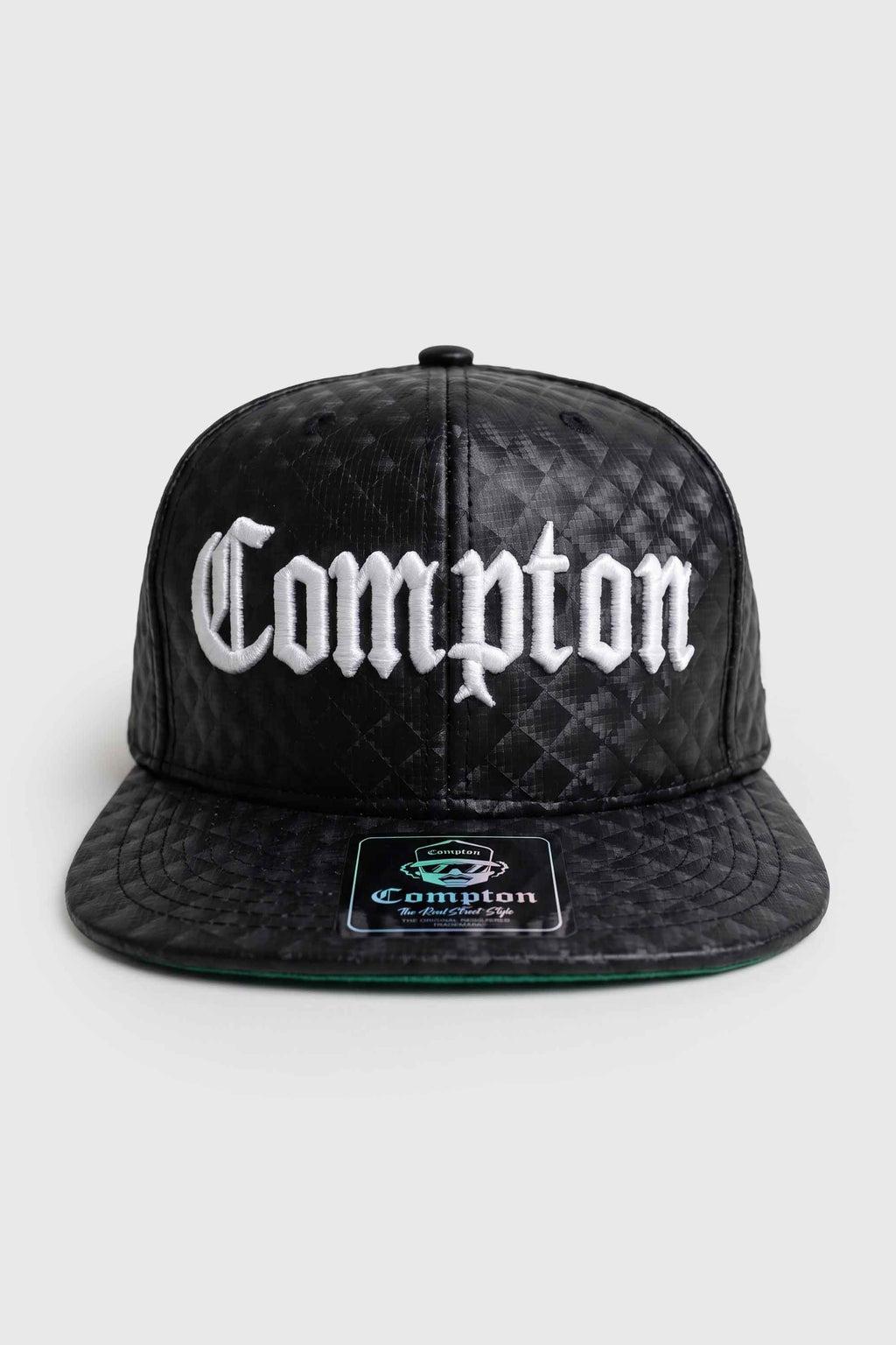 Boné Aba Reta Snapback Compton Clássico Couro - Preto