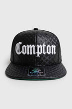 Boné Aba Reta Snapback Compton Clássico Couro - Preto