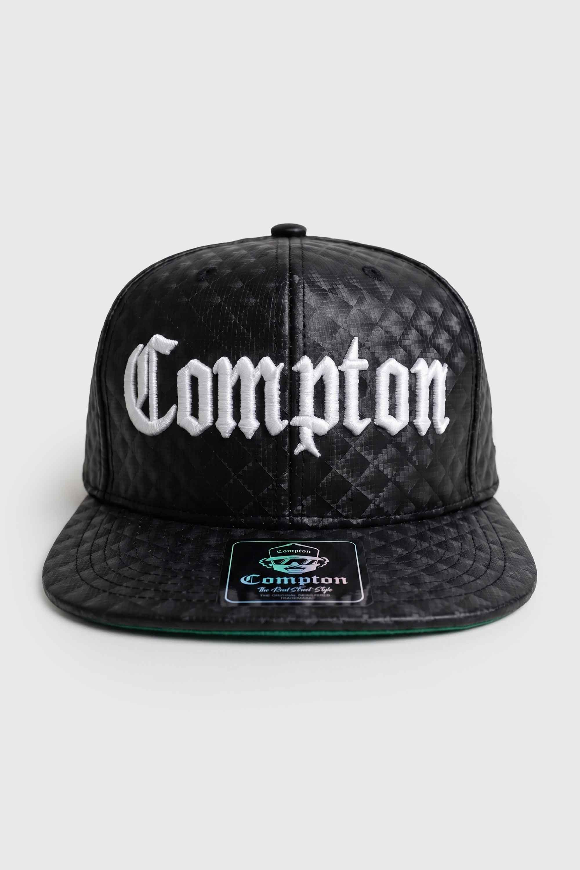 Boné Aba Reta Snapback Compton Clássico Couro - Preto