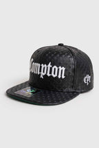 Boné Aba Reta Snapback Compton Clássico Couro - Preto