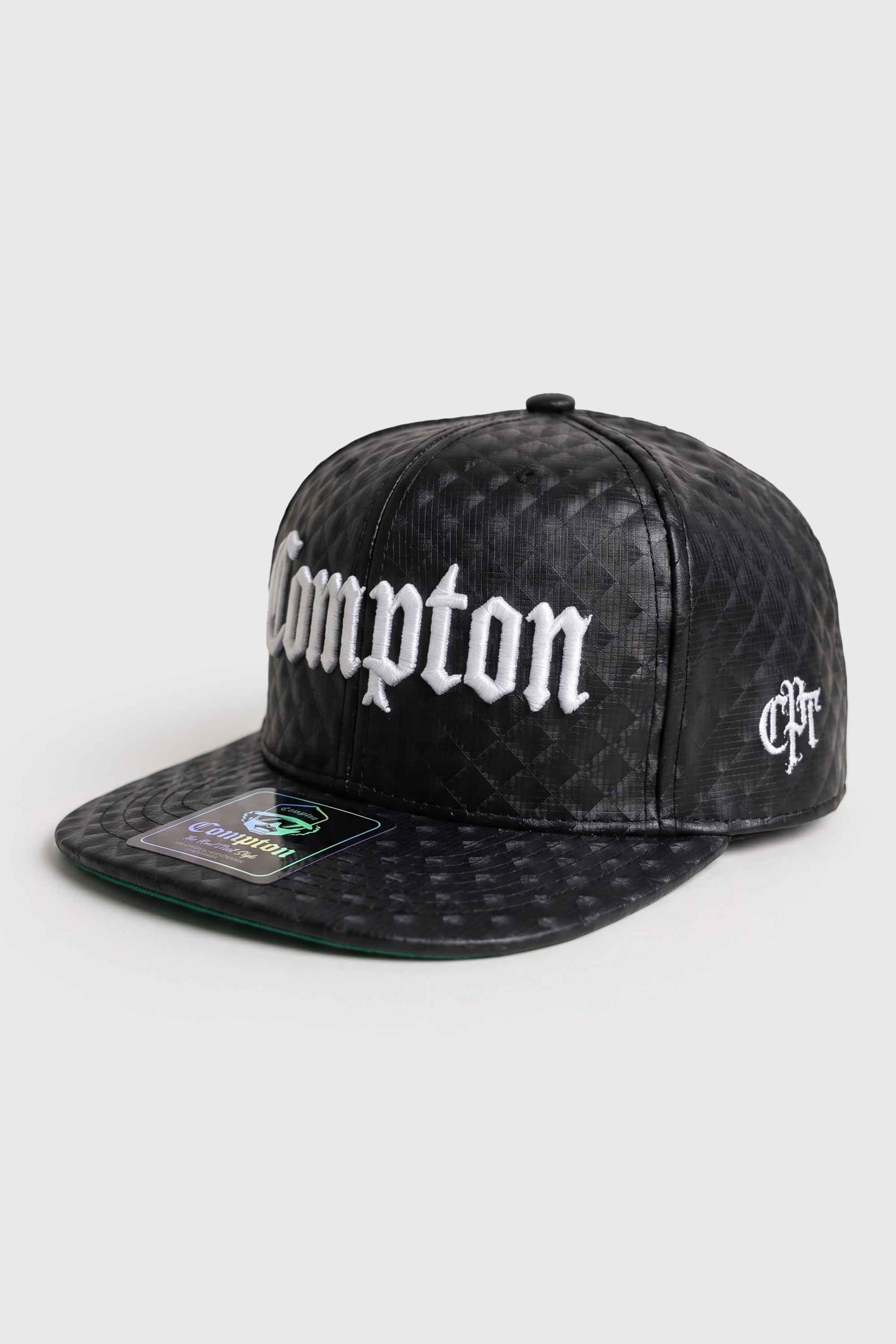 Boné Aba Reta Snapback Compton Clássico Couro - Preto