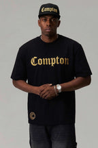 Kit Boné e Camiseta Oversized Compton Dourado